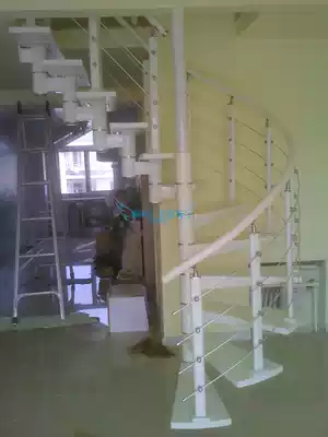 Rotating stairs White plus straight combined with stairs can be customized to save space guardrail solid wood pedal column
