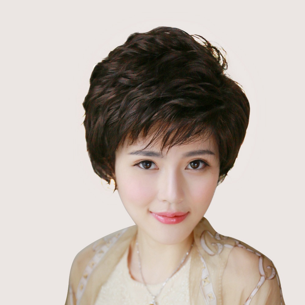 中老年妈妈假发短发女 母亲节礼物女士假发套 中年蓬松假发短发1