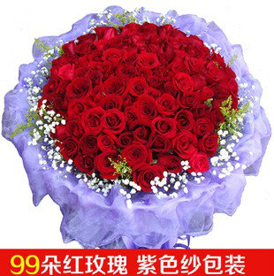七夕生日周年纪念同城鲜花速递宁德漳州龙岩丽水送花店99朵红玫瑰