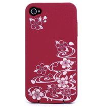 And color beauty Wasabi iPhone4 mobile phone case silicone case WSB0322 running water cherry blossoms