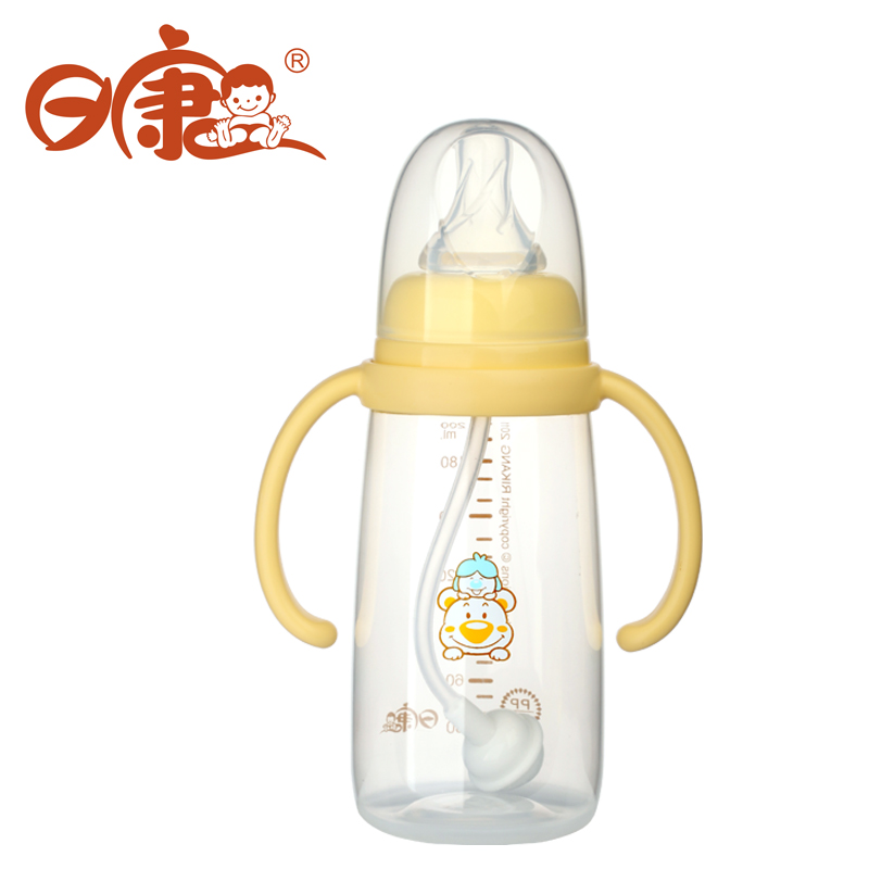 日康RK-3123标准口径有柄自动奶瓶200ml 十字孔奶嘴PP奶瓶0岁+