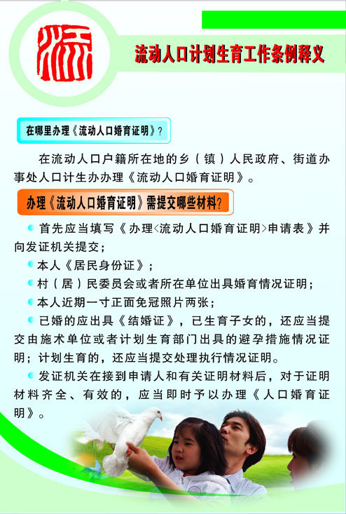 669海报印制展板素材868计划生育流动人口计生工作条例释义1