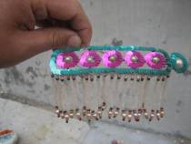 Quality - style - beautiful beautiful old glazed beads of the Republic - country princess wears a headdress and hair decoration