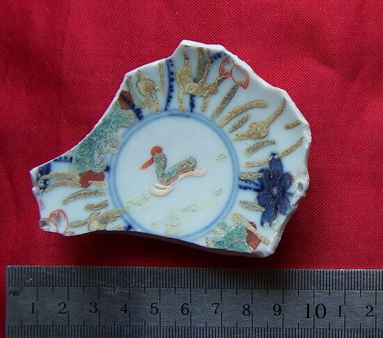 2178 Dried Lung Green Flowers Pink Lotus Pond Mandarin Porcelain Piece Specimen