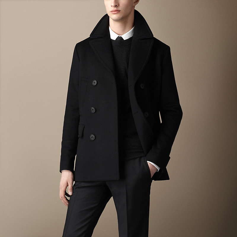 Burberry博柏利 男士新羊毛羊绒混纺海军大衣 38777681