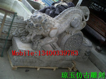 Imitation ancient door mound stone carved door pier Han white jade stone carved green stone carved courtyard decorated with stone sculptures 008