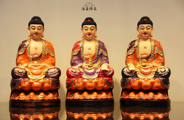 Haixin Buddha resin fiberglass fiberglass Buddha Dunhuang color Three Saints such as Buddha's 10 10 12 16 16 19 inch