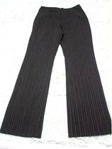 Clearance◎Counter ELLE Paris Coffee Stripe commuter full wool suit pants zipper pocket SM Original 1280