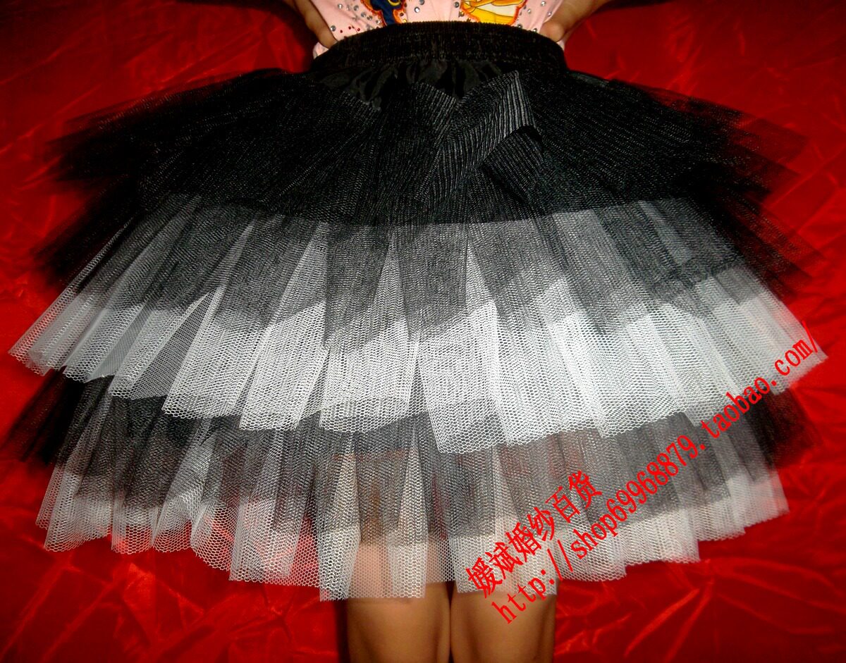 Wedding dress gown accessories 5 layers black and white with tight waist and no bones small ballet WG15 can be set for all-white or full black