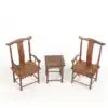Haolinxuan wood carving mahogany miniature chair 3 sets of antique sets of chairs Miniature chicken wing wood official hat small chair