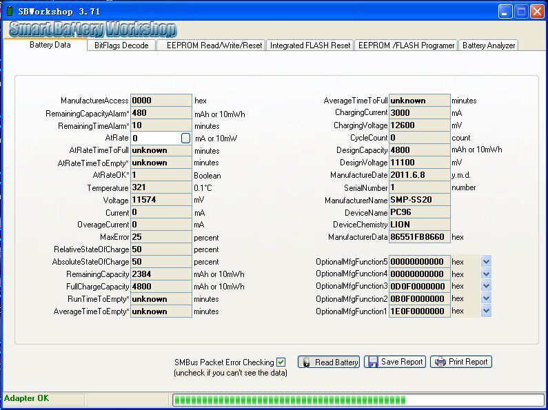 Notebook battery repair unlock send homemade Sbw hardware sbworkshop3 71 genuine software