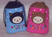  Cartoon cute cotton and hemp insulation bag bundle pocket drawstring bag insulation lunch box soup tank bag insulation bento bag ice bag