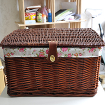 Pastoral wind Willow woven rattan large hand woven belt cover storage basket dash basket laundry basket