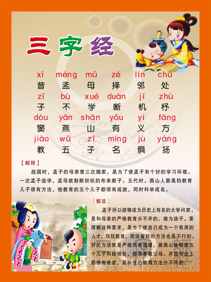 25素材三字经海报展板88三字经海报印制