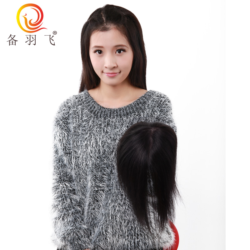 备羽飞品牌纯手工钩织仿真PU男女补发块 少女顺发保鳞发 织补假发