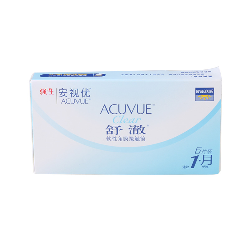买2送护理液+镜盒】强生舒澈月抛6片8.8mm基弧隐形近视眼镜 包邮