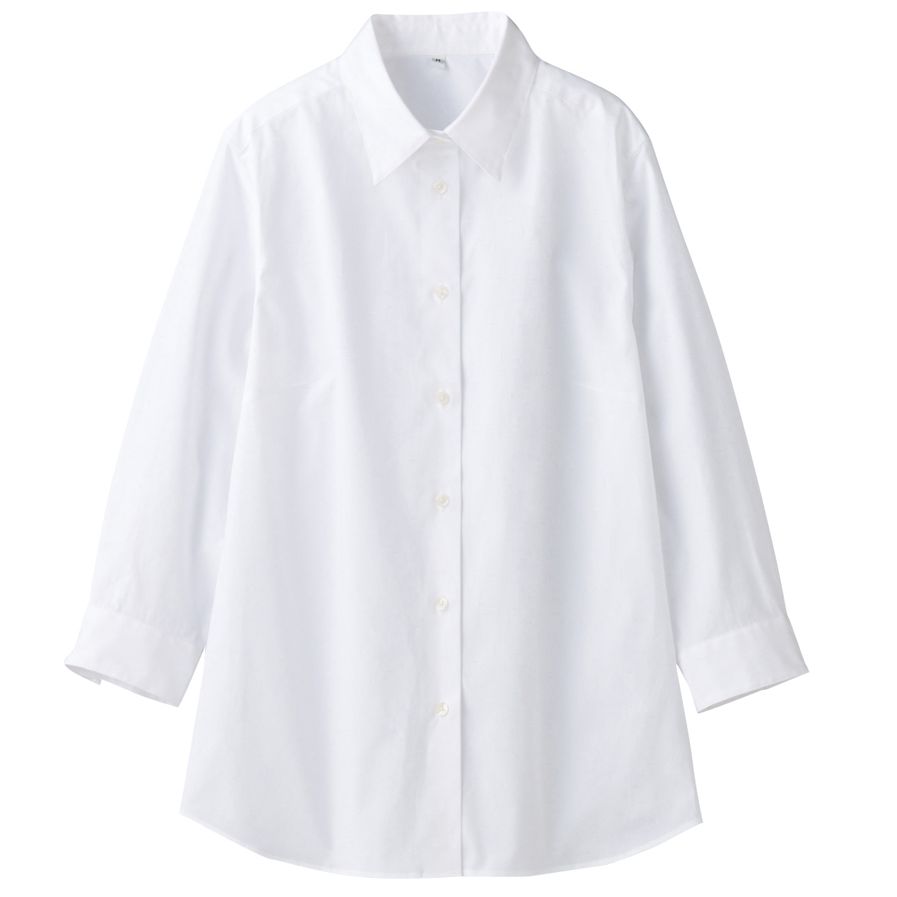 无印良品MUJI 女式 弹力平纹棉七分袖衬衫