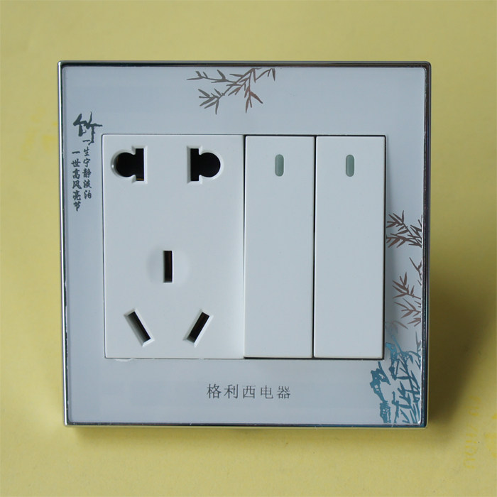 Chinese white 86 crystal panel wall switch two - dimensional switch two - hole double - hole double control
