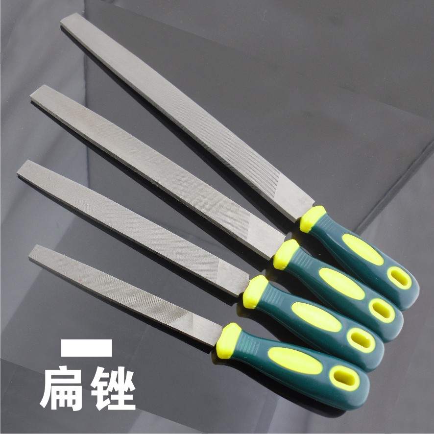 Shengda Tool Bicolor Plastic Handle Flat Filing Flat Head Wide Flat File P4 Die With Steel Shaping File With Teeth Filing Knife