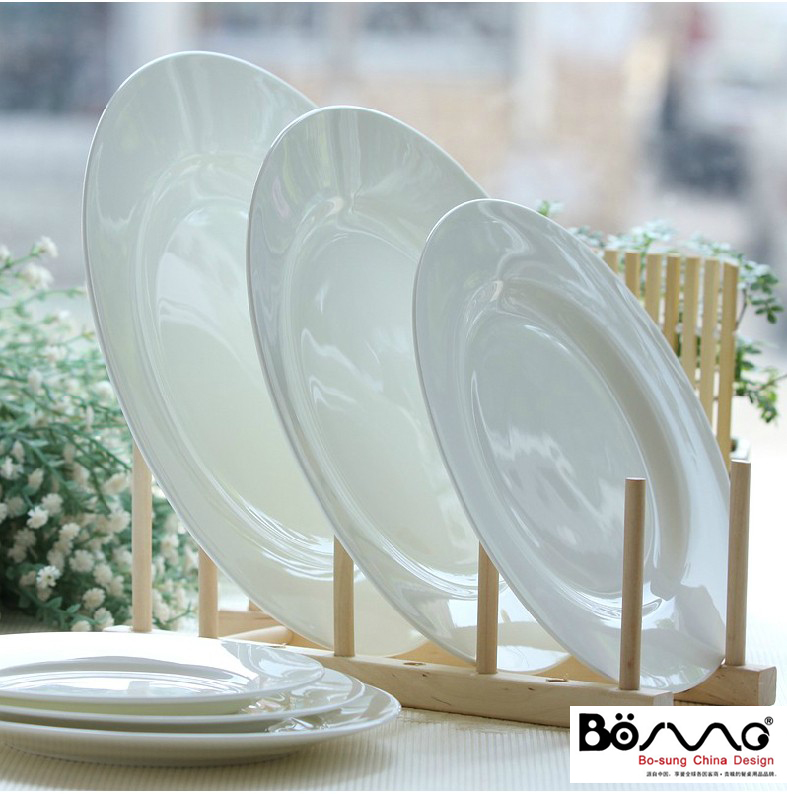 Bone china pure white lead-free healthy bone china tableware 8 inch 10 5 inch flat plate western dinner plate