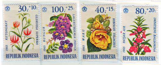 Indonesia 1965 flowers and plants 4 new in 1965