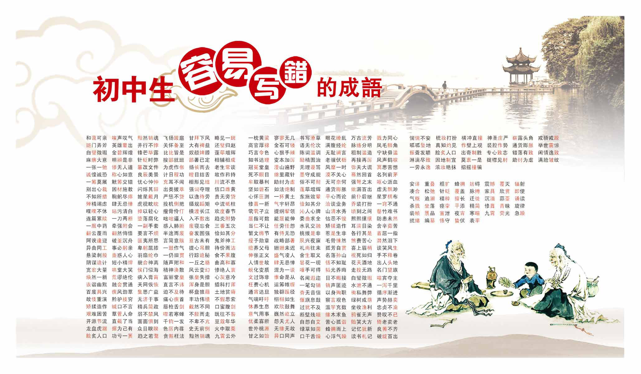 海报印制94素材故事展板296容易写错的成语