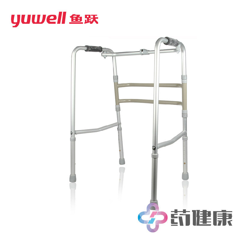 鱼跃YU730助行器 可伸缩折叠老人四角助步器 孕妇坐便器