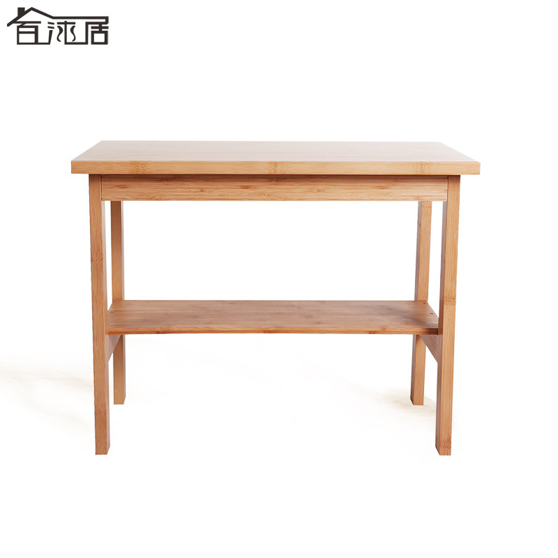 百沐居厨房双层置物架简约茶几浴室储物架子 厨房收纳落地式木桌