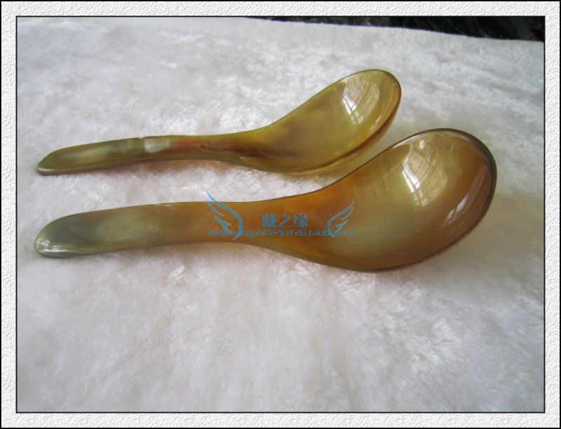 [Hidden edge] Tibet pure natural flower horn large soup spoon natural handmade boutique large number soup spoon