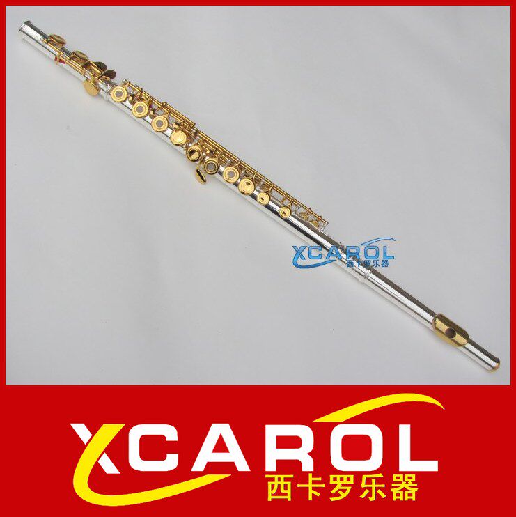 Professional level Assay Exam playing versatile long flute instrument 16 bored silver body gold plated key