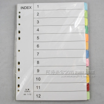 A4 paper paging paper 11-hole index paper color slip paper 12-page paging paper 5 sets package