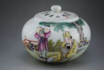 Pastel Tang Zizhen painted a godchild picture pot
