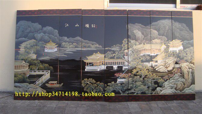 Shanxi Pingyao pushing light lacquerware screen Jiangshan song hanging screen wall decoration housewarming new house gift