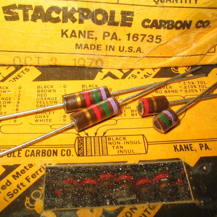 American original STACKPOLE 7 5k 1W carbon core resistance with a large 8-9K left right-Taobao