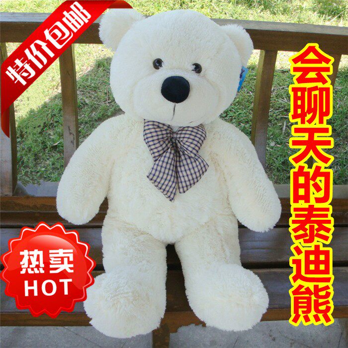 Talking Teddy Bear Hugging Bear Doll Can Dialogue Recording Plush Teddy Bear Bear Doll Express White Bear