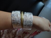 Pure hand embroidered Miao embroidery old embroidery National silver bracelet