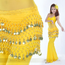  Beginner belly dance waist chain waist towel gold and silver coin chiffon belt hip towel new special 158 coin waist chain