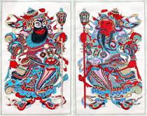 National intangible cultural heritage collection gift Wuqiang woodblock New year painting big stamp hammer Door God God God Tu Yu Yu