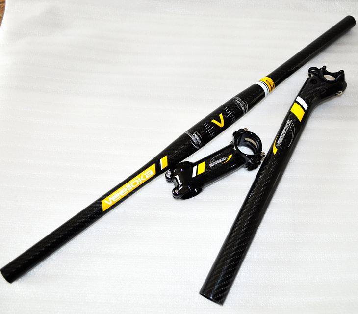 VEETOKA hiking bike male and female road car Carbon fiber handlebar standpipe holder pipe to set the yellow mark