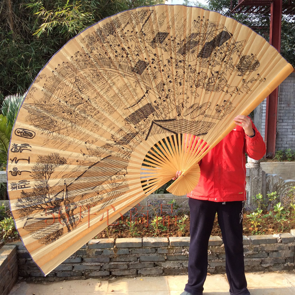 Multi-size large hanging fan Decorative fan Craft fan Large folding fan Gift fan Qingming Shanghe Map