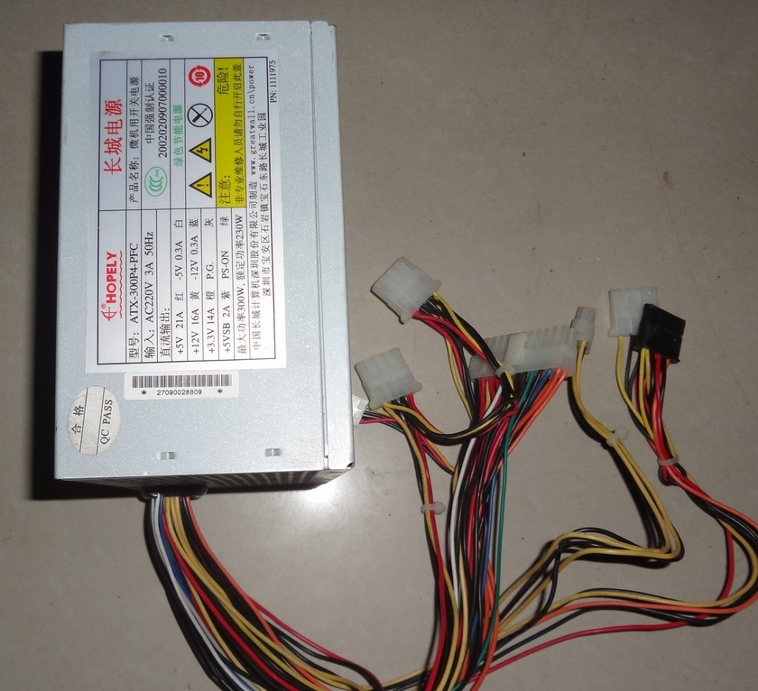 长城电源ATX-300P4-PFC标准版 额定230W最大300W二手拆机台式电源