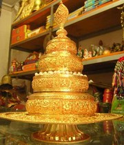 Nepal full gilt Manza pan high 29cm diameter 24cm