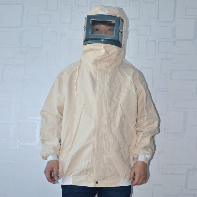 Huahu brand sandblasting clothing dust-proof canvas flat frame hooded sandblasting grinding cement dust-proof overalls playing sand clothing