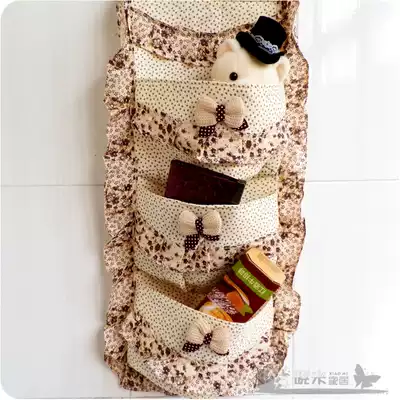  Fabric three-dimensional three-pocket hanging bag Fabric hanging pocket storage bag sundries bag Multi-layer hanging bag