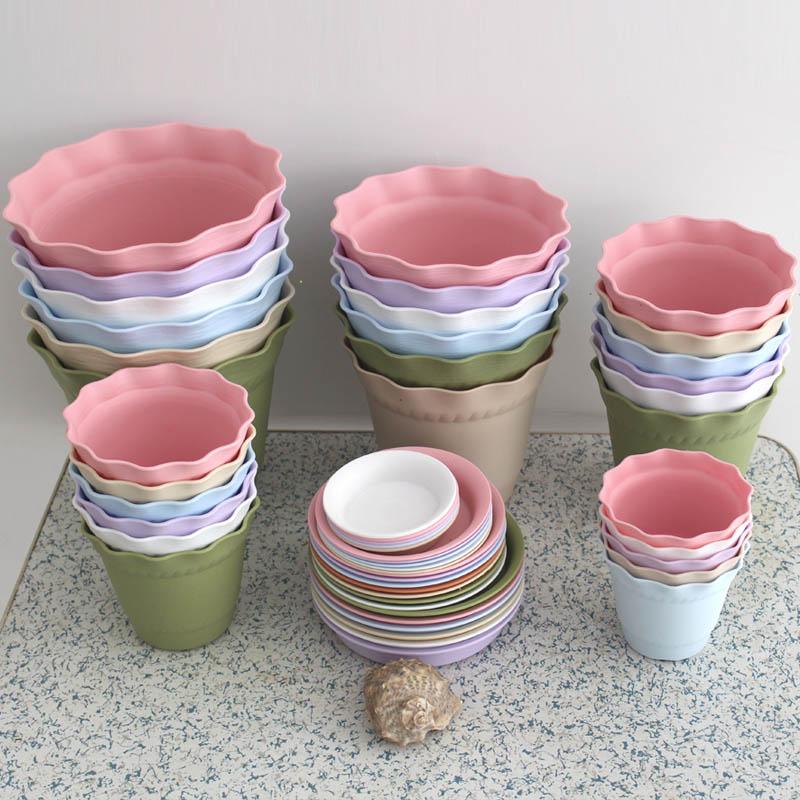 Desktop Plant Pots, High-Quality Resin Pp Plastic, Roman Style Flower Pots with Tray, Imitation Ceramic Pots Desktop Plant Pots, High-Quality Resin Pp Plastic, Roman Style Flower Pots with Tray, Imitation Ceramic Pots