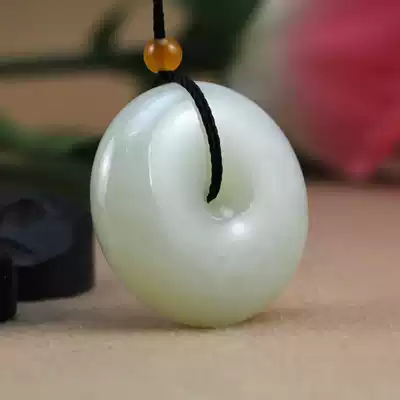 Xinjiang Hetian jade seed material white jade safe buckle pendant old pit material pendant large men's jade belt certificate