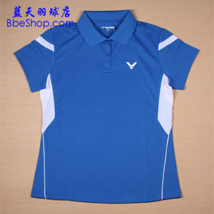 Special VICTOR S-2108F blue D red S size women's lapel badminton shirt victory clothing
