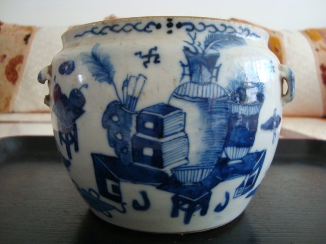 T1766 Qing early Qing flower Bogutu porridge pot finely painted hair color excellent