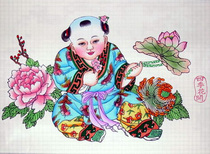 Yangliuqing New Years painting Four Seasons Flowers ※ Has been mounted mirror size 48 * 32cm ※