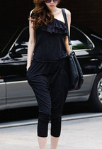 Fashion New Single Shoulder Sexy Lotus Leaf Collar Conjoined Pants 70% Tandem Pants Multicolored Set